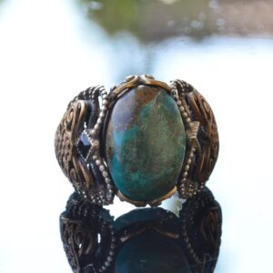 El Yapımı Doğal Turkuaz Yüzük ile Kelt Düğümü Tasarımı - 925 Ayar Gümüş Erkek Yüzüğü - Görsel 5