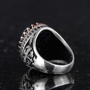 Gerçek Doğal Taş Yüzük - El Yapımı Kartal Yüzüğü - 925 Ayar Gümüş Yüzük (Oniks) - Görsel 7