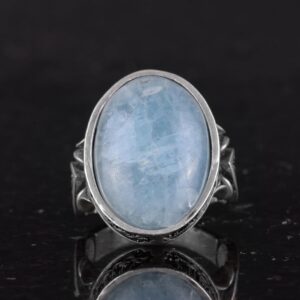 Doğal Akuamarin Taşlı Erkek Yüzük, El Yapımı 925 Ayar Gümüş Takı - Sakinlik, Koruma ve Maneviyat Sembolü - Görsel 4