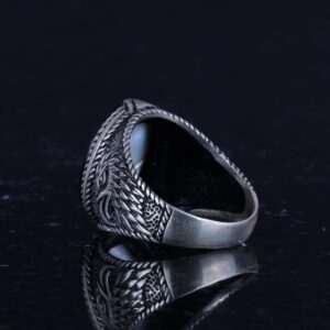 Erkek İki Başlı Kartal Yüzüğü - Kartal Sembolü Takı - 925K Gümüş El Yapımı Erkek Yüzüğü (Siyah) - Görsel 7