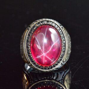 925 Ayar Gümüş Erkek Yüzük, Gerçek Doğal Taş Yüzük, İslami Yüzük (Yıldız Yakutu) - Görsel 3