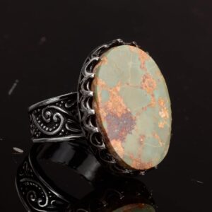 Gerçek Doğal Arizona Turkuaz Taş Yüzük, Büyük Taş Yüzük, 925 Ayar Gümüş Yüzük Erkekler İçin - Görsel 4