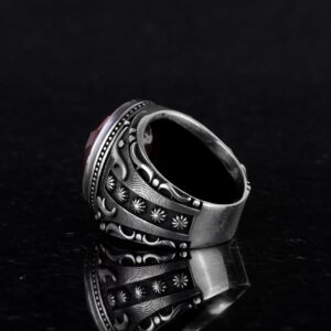 Sultanite Yapay Taş Yüzük, 925 Ayar Gümüş Yüzük, Tasarım Gümüş Erkek Yüzüğü - Görsel 6