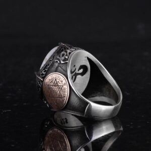 Desenli El Yapımı Yüzük - 925 Ayar Gümüş Erkek Yüzüğü - David Yıldızı Takısı (Vav ve Semazen) - Görsel 7