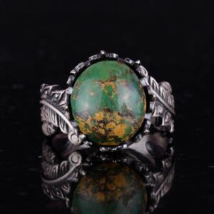 Gerçek Doğal Arizona Turkuaz Taş Yüzük, 925 Ayar Gümüş Yüzük, Minimalist El Yapımı Yüzük (Model-13) - Görsel 4