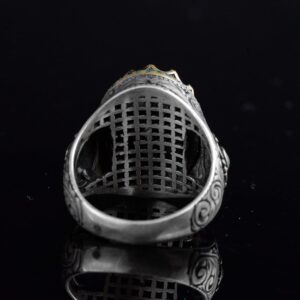 Erkekler için El Yapımı Doğal Arizona Turkuaz Taş Yüzük, 925 Ayar Gümüş Yüzük, Sultan Yüzük (Model-12) - Görsel 8