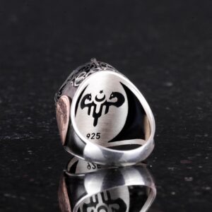 David Yıldızı Yüzüğü, Yeşil Göz Taşlı Yüzük - Canlı 925 Ayar Sert Gümüş Erkek Yüzüğü - Görsel 7