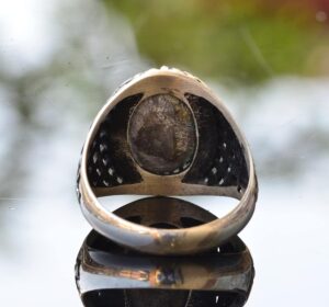 Arizona Turkuaz Taş Yüzük, Ham Doğal Taş, Sterlin Gümüş Yüzük, Mavi - Görsel 5