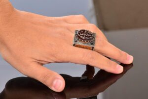 Doğal Akik Taş Yüzük - İslami Hediye, Erkek Yüzük, Ayar Gümüş - Görsel 6