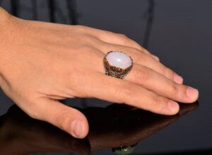 Avustralya Opali Gerçek Doğal Taş Yüzük - 10.00 Karat - Erkek Yüzüğü - 925 Ayar Gümüş Yüzük - Görsel 6