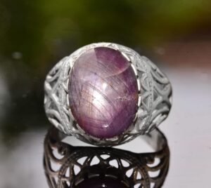 Gerçek Doğal Yıldız Safir Taşlı Yüzük - 925 Ayar Gümüş Erkek Yüzüğü - Erkek Yüzüğü - Görsel 5