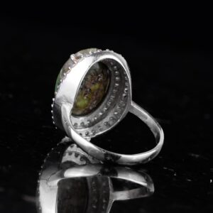 Gerçek Arizona Turkuaz Taşı Kadın Yüzüğü, 925 Ayar Gümüş Kadın Yüzüğü - Görsel 7