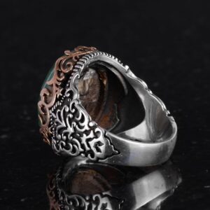 Gerçek Doğal Taş El Yapımı Yüzük - 925 Ayar Gümüş El Yapımı Yüzük - Şık Yüzük (Zümrüt) - Görsel 7