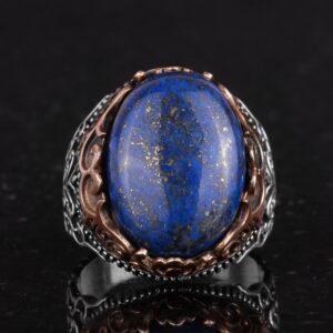Gerçek Doğal Taş El Yapımı Yüzük - 925 Ayar Gümüş El Yapımı Yüzük - Zarif Yüzük (Lapis Lazuli) - Görsel 4
