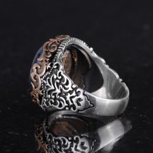 Gerçek Doğal Taş El Yapımı Yüzük - 925 Ayar Gümüş El Yapımı Yüzük - Şık Farklı Yüzük (Moss Akik) - Görsel 6