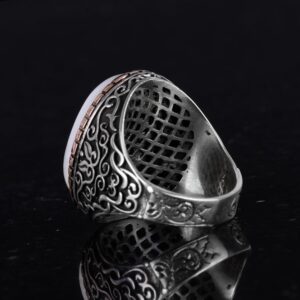 Doğal Sedef Taşlı Yüzük, Sultan Yüzüğü, 925 Ayar Gümüş Yüzük Erkekler İçin - Görsel 7