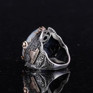 Doağl Akuamarin Taşlı Yüzük, 925 Ayar Katı Gümüş Erkek Yüzüğü, Huzur Denizi Tasarımı - Görsel 5