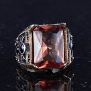 925 Ayar Gümüş Yüzük - Erkekler İçin Yapay Taş Yüzük - El Yapımı Yüzük (Yapay sultanit) - Görsel 5