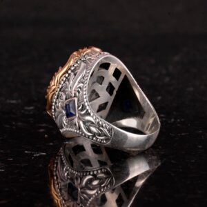 Yapay Taş Yüzük - El Yapımı Erkek Yüzüğü - Şık 925 Ayar Gümüş Erkek Yüzüğü (Yapılan Açık Mavi Paraiba) - Görsel 7