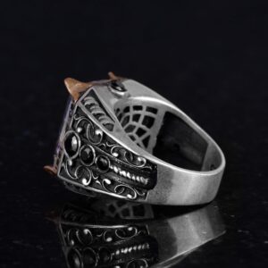 925 Ayar Gümüş Yüzük - Erkekler İçin Oluşturulmuş Taş Yüzük - El Yapımı Yüzük (Oluşturulmuş mistik topaz) - Görsel 7