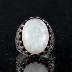 925 Ayar Katı Gümüş Erkek Yüzük - Doğal Aytaşı ile El Yapımı Zarafet - Görsel 2