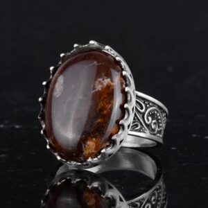 Gerçek Doğal Agat Taşı Yüzük - 925 Ayar Gümüş Yüzük Erkekler İçin - Görsel 5