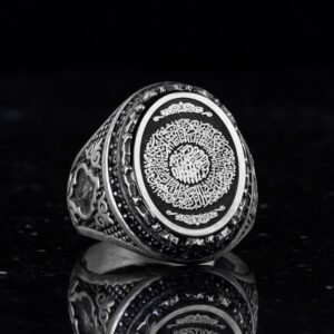 Sterling Gümüş Erkek Yüzük İslami Hat Sanatı Tasarımı - İnanç ve Maneviyat Sembolü - El Yapımı Dini Takı - Görsel 3