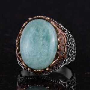 Gerçek Doğal Taş El Yapımı Yüzük - 925 Ayar Gümüş El Yapımı Yüzük - Şık Farklı Yüzük (Amazonit) - Görsel 6