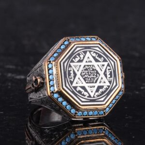 925 Ayar Gümüş Yüzük, Davud Yıldızı Yüzüğü, Süleyman'ın Mühürü Erkek Yüzüğü, Dini Erkek Yüzüğü (Özelleştirilebilir) - Görsel 5