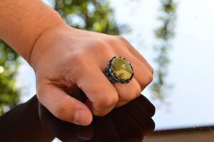 925 Ayar Gümüş Gerçek Doğal Arizona Turkuaz Taşlı Erkek Yüzük - Görsel 6