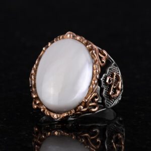 Denizci Çapa Gümüş Yüzük, Doğal Sedef Taş Yüzük, 925 Ayar Gümüş Yüzük - Görsel 5