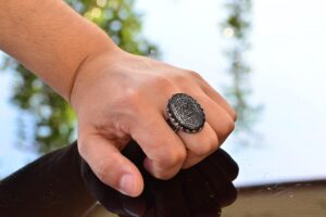 Kral Süleyman Mührü Oniks Taş Yüzük - Beyaz 925 Ayar Gümüş Erkek Davut Yıldızı Takı - Görsel 7