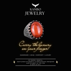 925 Ayar Katı Gümüş Erkek Yüzüğü Doğal Kırmızı Kan Taşı ile - El Yapımı Zarafet - Görsel 6