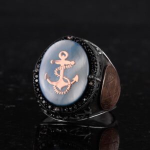 Yıldız David Yüzüğü - El Yapımı Yüzük - 925 Ayar Gümüş Erkek Yüzüğü (Çapa ve İp) - Görsel 6