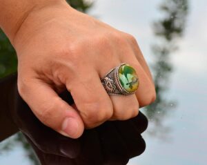 Doğal Arizona Turkuaz Taş Yüzük - 925 Ayar Gümüş Erkek Kartal Yüzük - Günlük Kullanım ve Özel Günler İçin İdeal (Stil-3) - Görsel 7