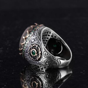 Gerçek Doğal Taş Yüzük - 925 Ayar Gümüş El Yapımı Yüzük (Pirit) - Görsel 7