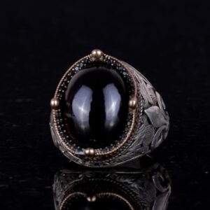 925 Ayar Gümüş El Yapımı Erkek Yüzük - Çeşitli Doğal Taşlarla Mevcut (Granat) - Görsel 6