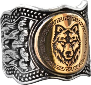 Kurt Gümüş Erkek Yüzük, Yaban Hayatı Yüzüğü, Hayvan Gümüş Yüzük, 925 Ayar Gümüş Yüzük - Görsel 1