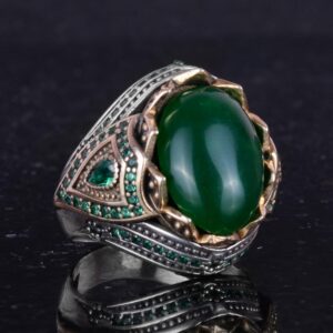 Gerçek Doğal Taş El Yapımı Yüzük - 925 Ayar Gümüş Şık Yüzük (Jade) - Görsel 5