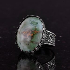 Doğal Turkuaz Erkek Yüzük - El Yapımı 925 Ayar Gümüş Takı - Görsel 4