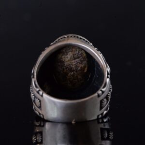 925 Ayar Gümüş Erkek Yüzük Doğal Arizona Turkuaz Taşı - Vintage Tasarım El Yapımı Takı - Görsel 8