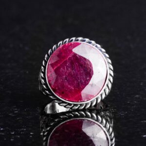 Gerçek Doğal Taş Yüzük - 925 Ayar Katı Gümüş Erkek Yüzüğü ile Yakut - Görsel 3