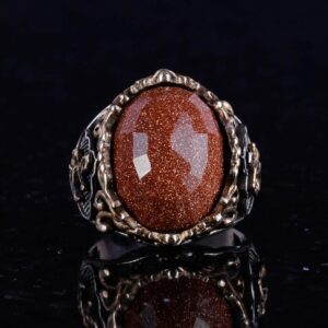 Kahverengi Güneş Taşı Yüzük, Denizci Çapa Gümüş Yüzük, 925 Ayar Gümüş Yapay Taş Yüzükler - Çeşitli & Farklı Koleksiyon - Görsel 5