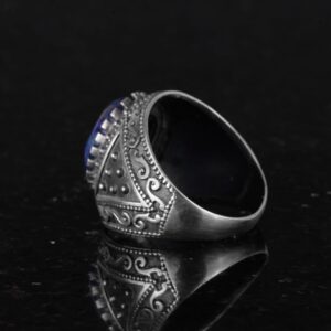 Gerçek Doğal Taş Yüzük, 925 Ayar Katı Gümüş Erkek Yüzüğü (Lapis Lazuli) - Görsel 6