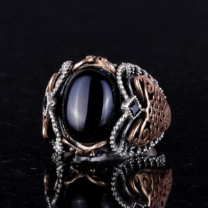 Gerçek Doğal Oniks Taş Yüzük, 925 Ayar Katı Gümüş Erkek Yüzüğü - Görsel 5