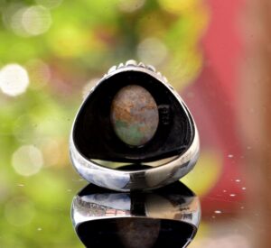 925 Ayar Gümüş Gerçek Doğal Arizona Turkuaz Taşlı Erkek Yüzük - Gerçek Doğum Taşı Takısı - Görsel 5