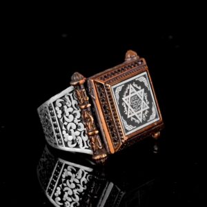Kabbalah Yüzüğü, Davud'un Yıldızı Yüzüğü, Süleyman Mührü Yüzüğü, Erkek Sterlin Gümüş İslami Yüzük - Görsel 5