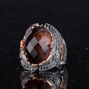 925 Ayar Gümüş İslami Erkek Yüzük, Sultanit Taşlı Yüzük - Görsel 3