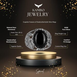 İslami Doğal Taş Yüzük, 925 Ayar Gümüş Yüzük (Oniks) - Görsel 2