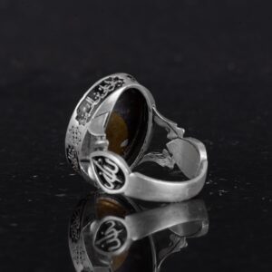 Doğal Mor Safir Taşlı Erkek Yüzük, El Yapımı 925 Ayar Gümüş Takı - Bilgelik, Koruma ve Ruhsallığın Sembolü - Görsel 6